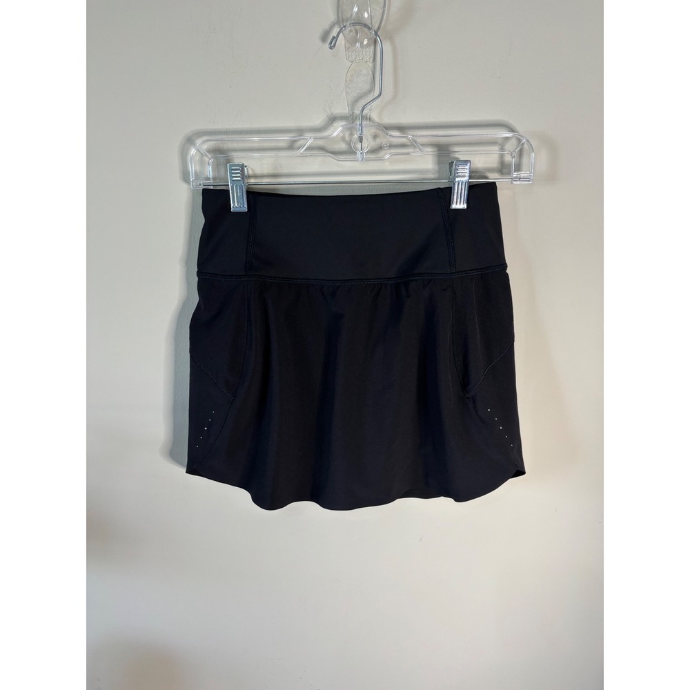 Athleta Run With It 14 Skort Black‎ XXS Athletic Running Skirt Zipper Pocket